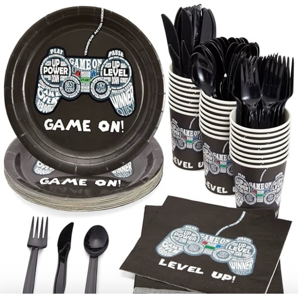 144-Piece Video Game Party Supplies Set for Gamer Birthday Party Decorations.New